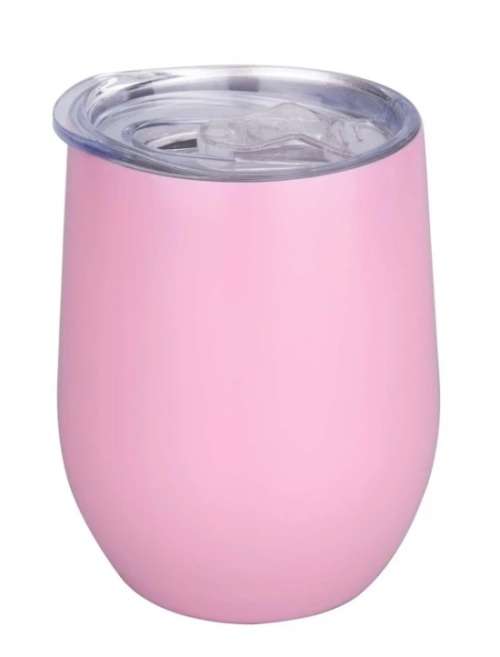 Double wall wine tumbler with lid - Pink