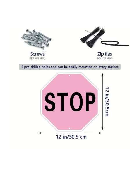 Home Decor Sign - Craft Room Sign - Metal sign - Pink STOP sign - Bar Sign