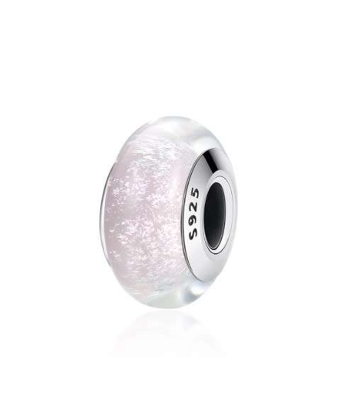 Pandora bracelet compatible - S925 Sterling Silver Murano Effervescent White Bead / Charm