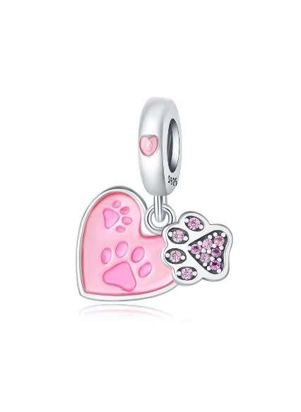 Pandora bracelet compatible - S925 Sterling Silver Pawprints in your heart charm