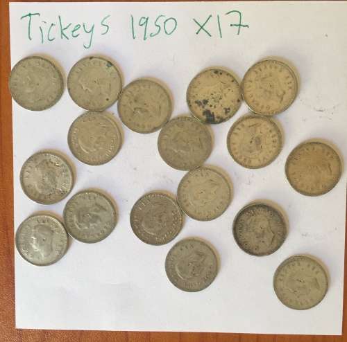 South African Threepence Silver 1950 x 17