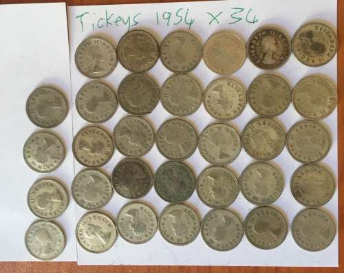 South African Threepence Silver 1954 x 34