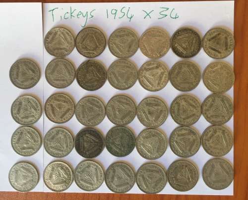 South African Threepence Silver 1954 x 34