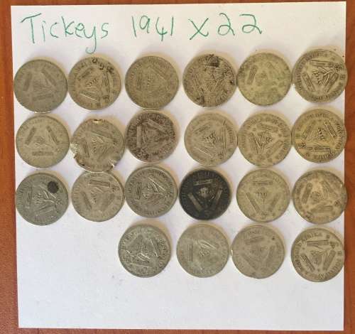 South African Threepence Silver 1941 x 22