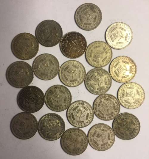 South African 5c Silver Van Riebeeck Series 1962-1964 x 21 coins