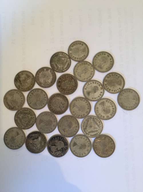 South African Threepence silver 1955 x24 *WINNER TAKES ALL COINS*