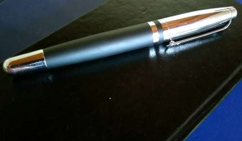  CERRUTI MATT BLACK ROLLERBALL PEN  PLUS FREE 18kt ROLLED GOLD LEAD PEN 