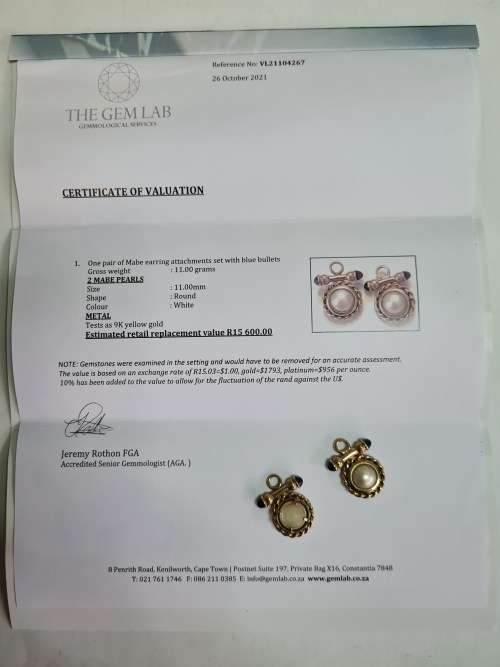 Mabe pearl earring attachments