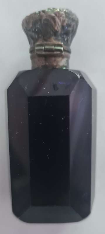 Victorian cut glass flip top perfume bottle