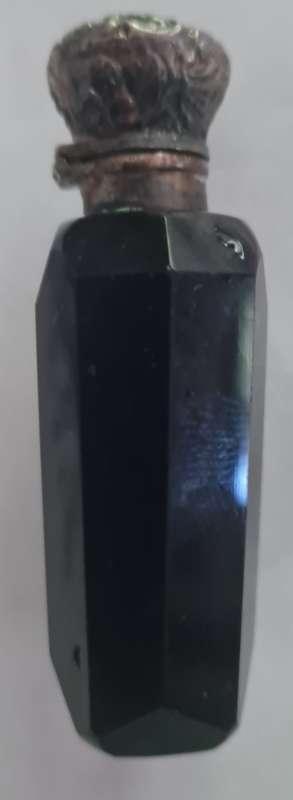 Victorian cut glass flip top perfume bottle