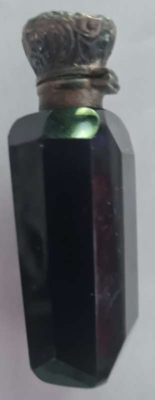 Victorian cut glass flip top perfume bottle