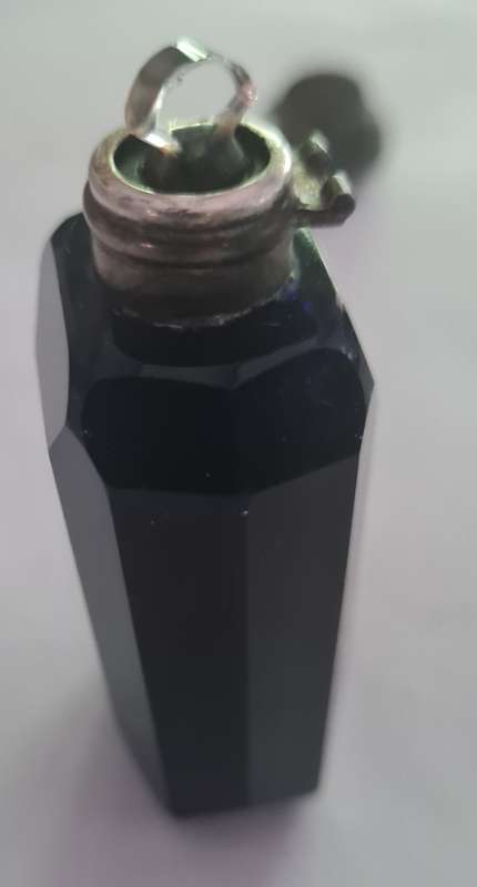 Victorian cut glass flip top perfume bottle