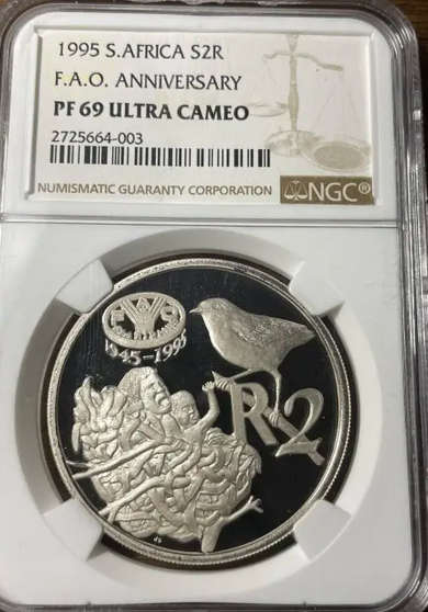 RSA Proof Silver R2 Crown of 1995 - FAO - NGC P69 UC