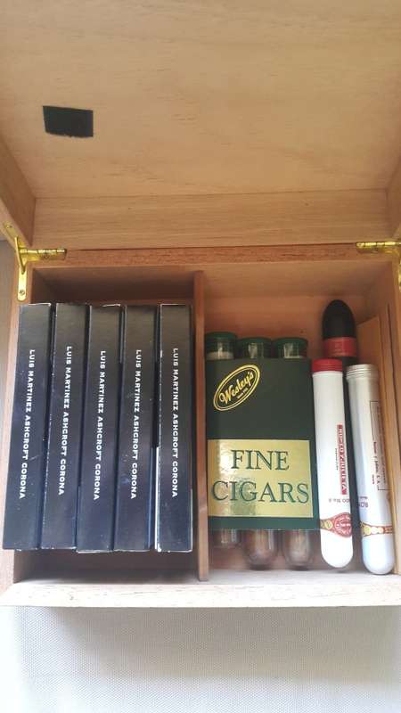 Cigar Humidor with high-end cigars and humidifier