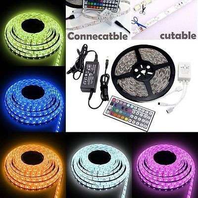 5m RGB  Flexible and cuttable 300LED strip including 12v 2amp power supply and 24IR key remote