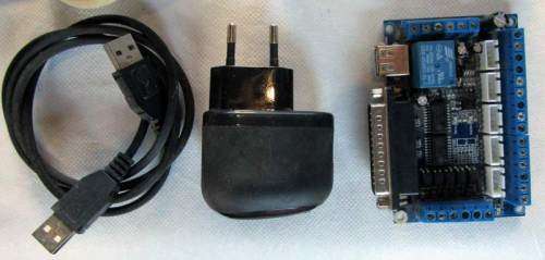 Kit of Stepper Motors, Drivers, 5 Axis Breakout Board, Parallel cable and Power Supply Units