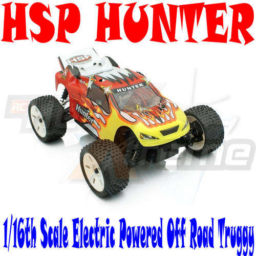 HSP HUNTER RTR 4x4 RC Off-Road Truggy (1/16 Flaming Red & Yellow)