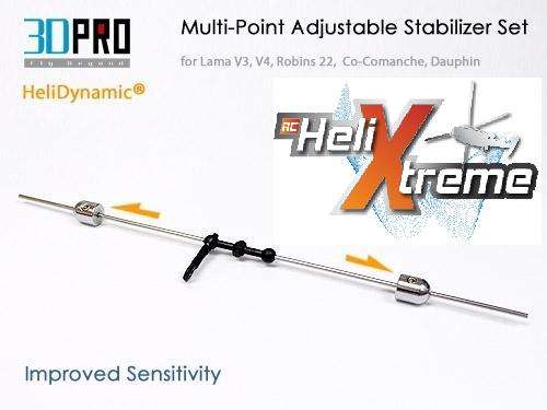 3DPro HeliDynamic Multi-Point Adjustable Stabilizer Set for Lama V3 V4,Hunter Robins 22, Co-Comanche