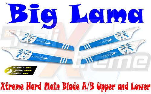 Xtreme Hard Main Blade A/B  Upper and Lower,  (Big Lama / E-500) (Blue-white) EBL006-B