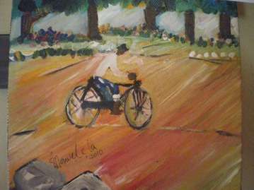 Stanley Mawelela oil painting size 200mm x 200mm
