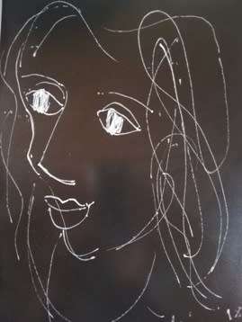 Hennie Niemann White Ink Sketch size 300mm x 220mm