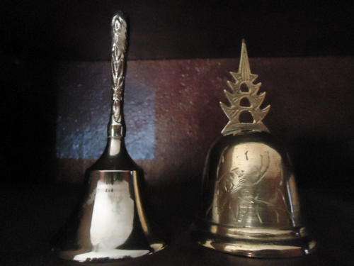 Two bells brass/ silver plate
