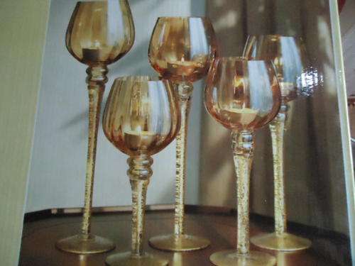 Set of 5 amber candles votives