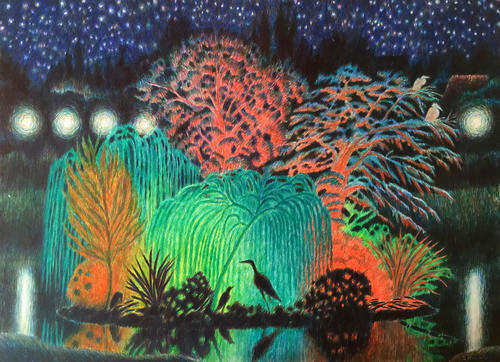 Colourful contemporary watercolour painting
