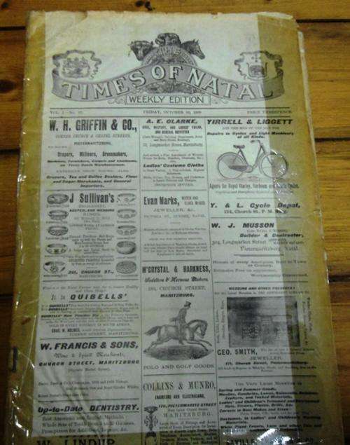 WHAT A FIND!!!!  20 OCT 1899 NEWSPAPER REPORTING ON THE ANGLO-BOER WAR!