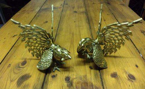 R1/NR!  STUNNING!!  TWO BRASS FIGHTING COCKS!!