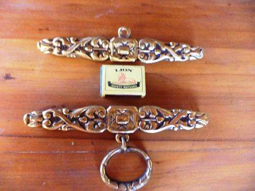 R1/NR!  SET OF BRASS ENDS FOR EMBROIDERY WALL HANGING.