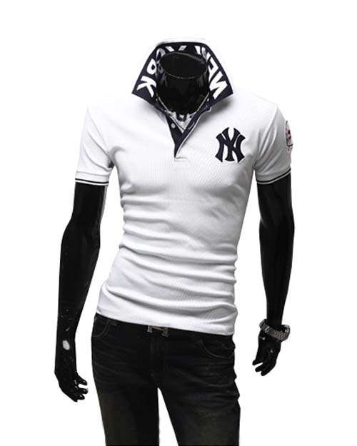 Stylish Lapel Short Sleeve Polo Men T Shirt by NY