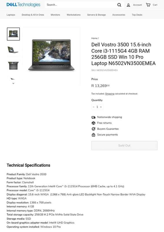 Core i3 11th gen Dell Vostro 3500 Laptop, 4G RAM, 256G NVMe, UHD Graphics, 1Y Wnty, Free Bag