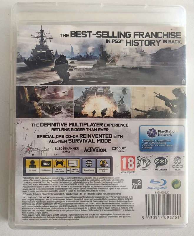 PS3 GAMES CALL OF DUTY MW3 PS3 PLAYSTATION 3 GAMES