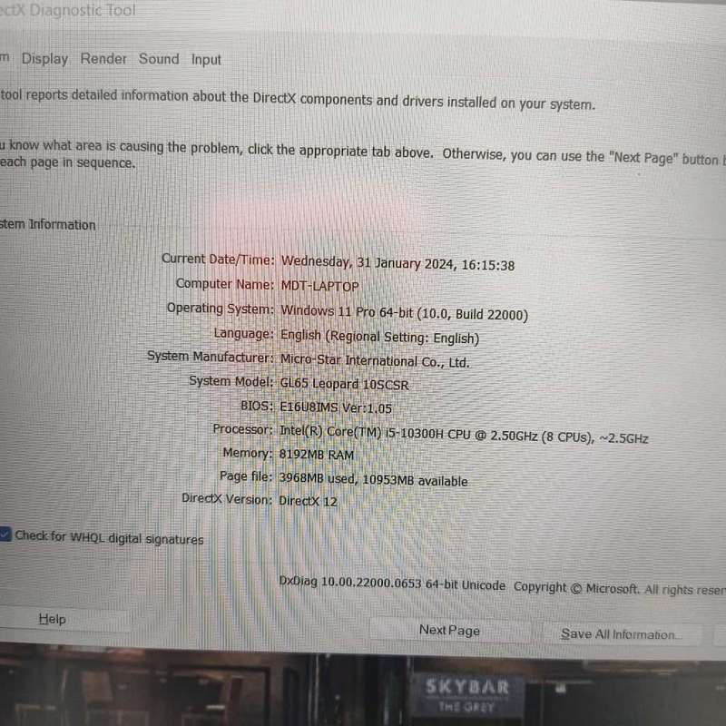 Core i5 10th gen MSI GL65 Leopard, 8g RAM, 512 SSD, GeForce GTX Graphics, 1y wnty, free bag