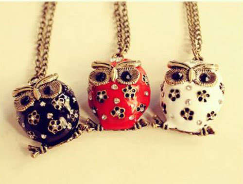 Owl Necklace (Red, White or Black)