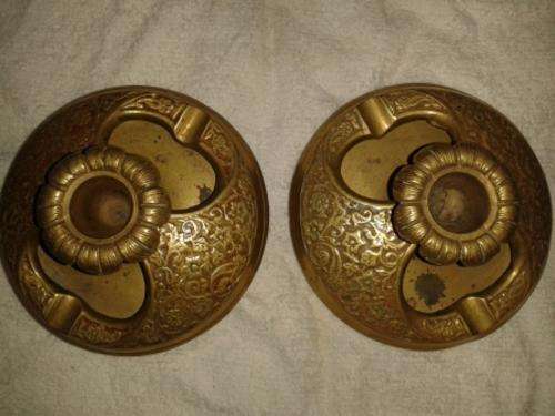 Two in one - ashtray and candleholder (set of two)  brass finish