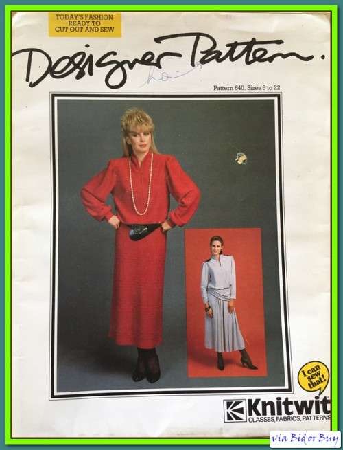 COMPLETE - KNITWIT PATTERN 640: DRESS HIGH SHAPED COLLAR (SIZE 6 - 22)