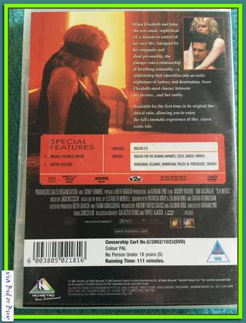 DVD MOVIE - 9 1/2 WEEKS - MICKEY ROURKE, KIM BASINGER