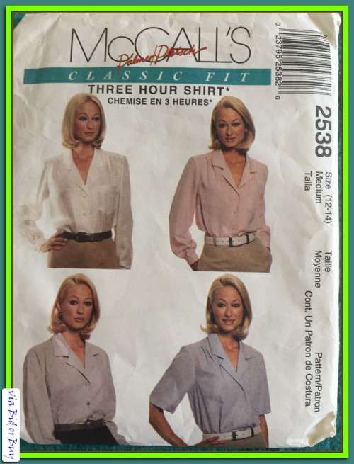 MCCALL'S 2538 MISSES' SHIRT (SIZE 8 - 26)