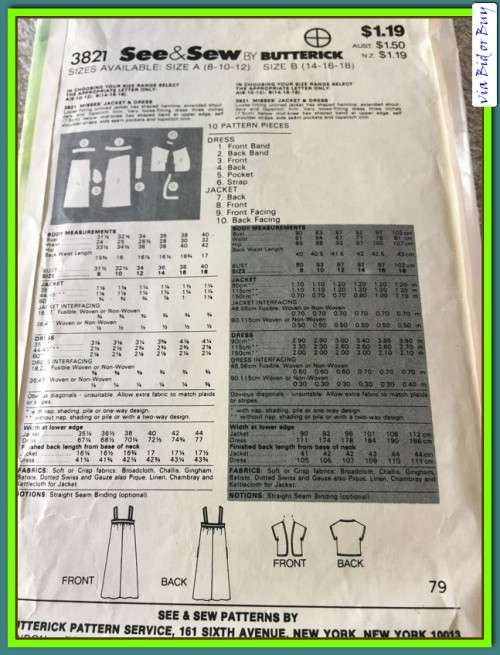 PATTERN SEE & SEW 3821 - DRESS (SIZE 14-16-18)