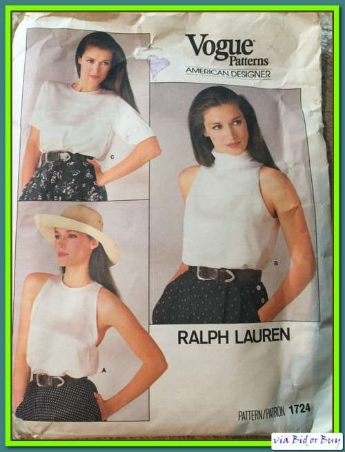 PATTERN VOGUE (RALPH LAUREN) 1724 - TOP (SIZE 8 - 16)