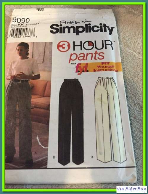 PATTERN SIMPLICITY 9090 - LADIES PANTS (SIZE 8 - 22)