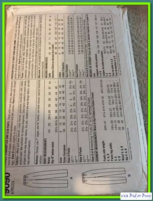 PATTERN SIMPLICITY 9090 - LADIES PANTS (SIZE 8 - 22)