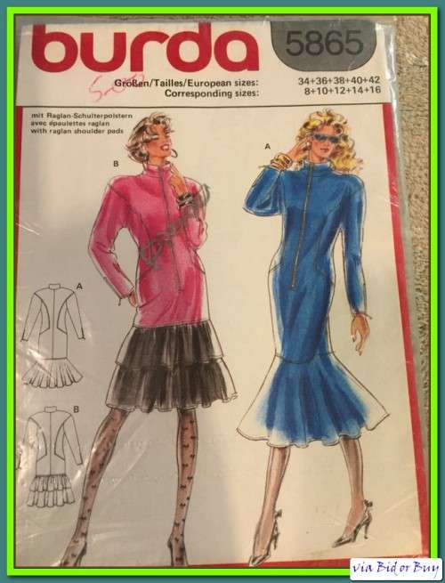 PATTERN BURDA 5865 - DRESS (UNUSED)(SIZE 8 - 16)