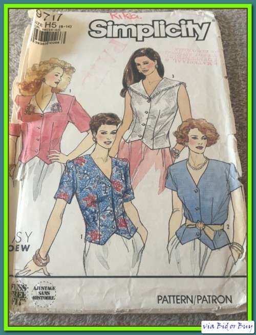 PATTERN SIMPLICITY 9717 - BLOUSE (SIZE 6 - 24)
