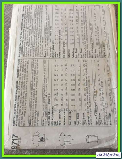 PATTERN SIMPLICITY 9717 - BLOUSE (SIZE 6 - 24)
