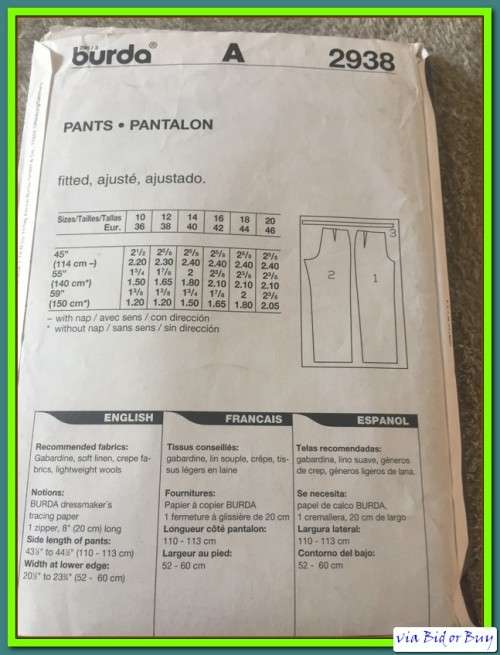 PATTERN 2938 - PANTS (SIZE 10 - 20)