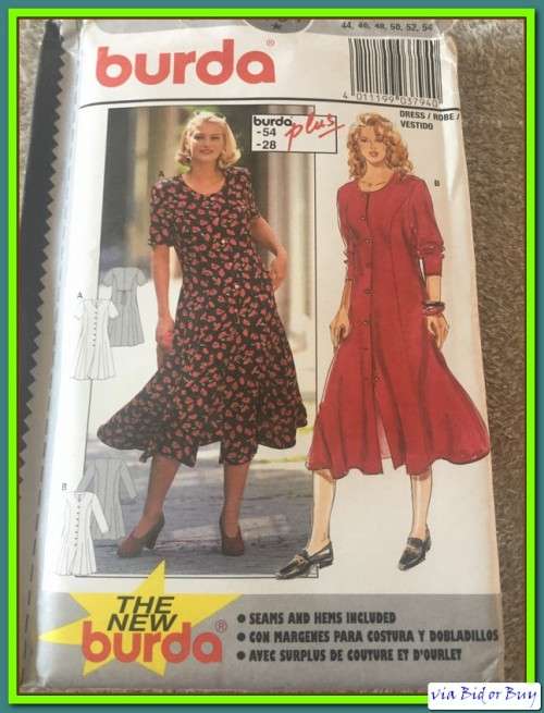 PATTERN BURDA 3794 - DRESS (SIZE 18 - 28)