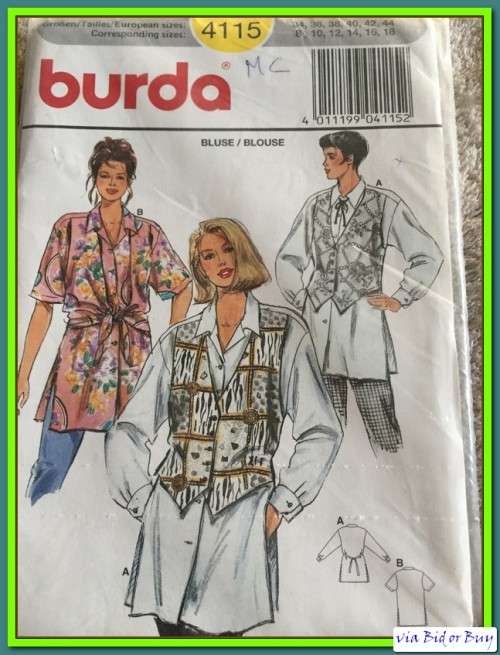 PATTERN BURDA 4115 - BLOUSE (UNUSED)(SIZE 8 - 18)